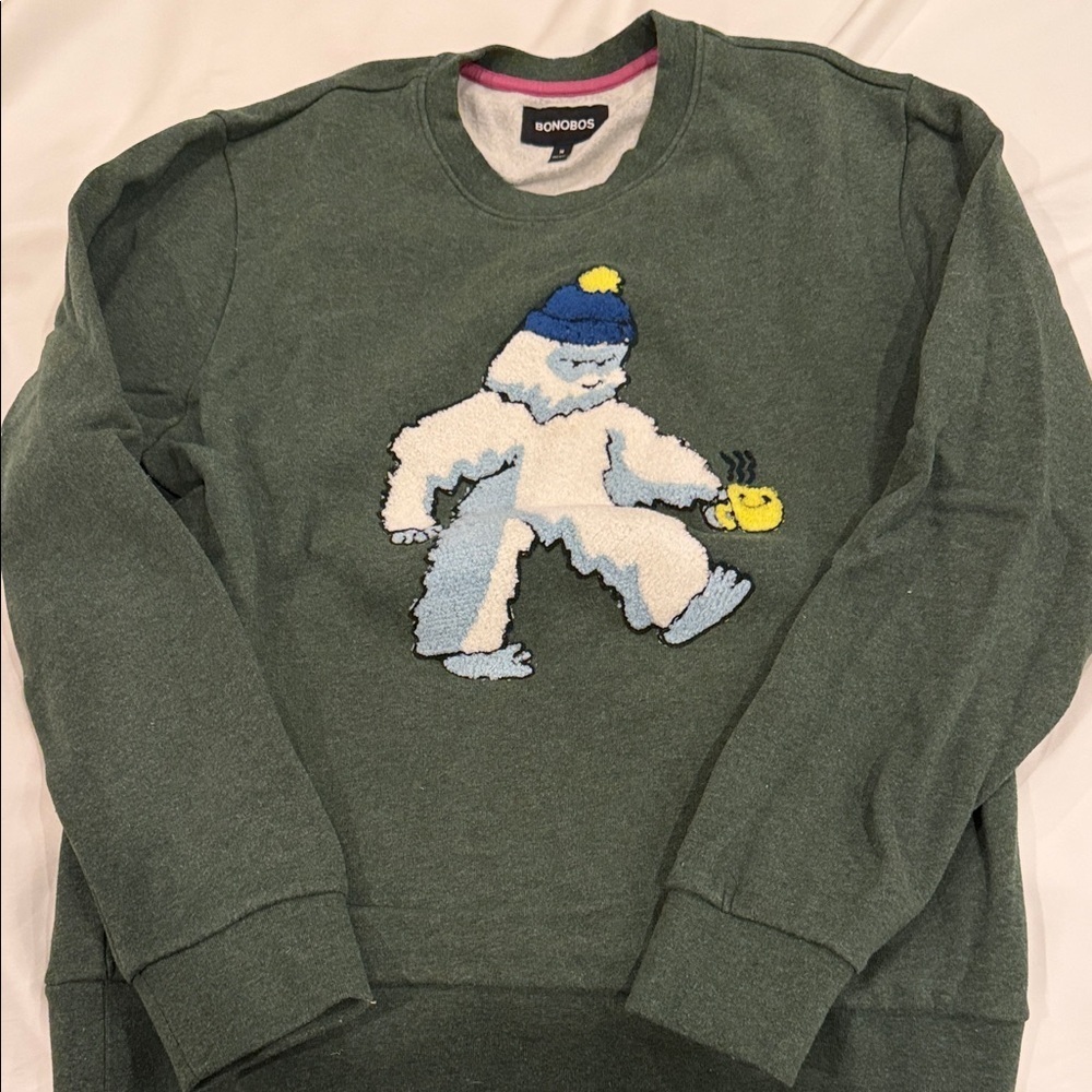 Bonobos Green Sweatshirt with Yeti Design